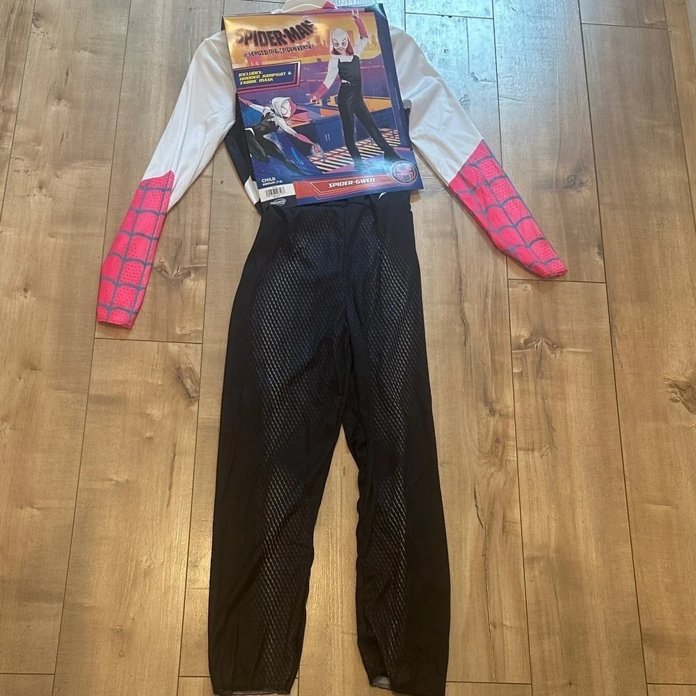 NWT Marvel Ghost Spider Gwen Kid’s Halloween Costume Jumpsuit with Mask Sz M